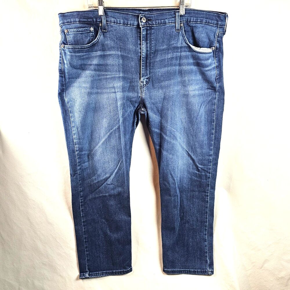 Levis 502 Jeans Mens 46x30 Blue Taper Fit Stretch Denim Pants Flex Dark Wash